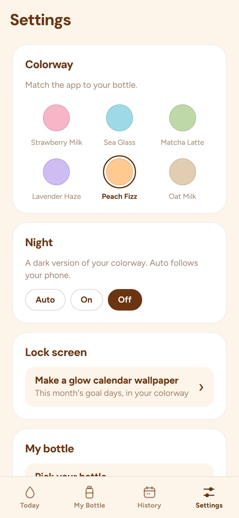 Choosing the Peach Fizz colorway in the app